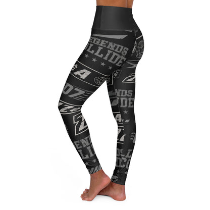 High-Waist Graphic Yoga Leggings — Black Streetwear Logo Print