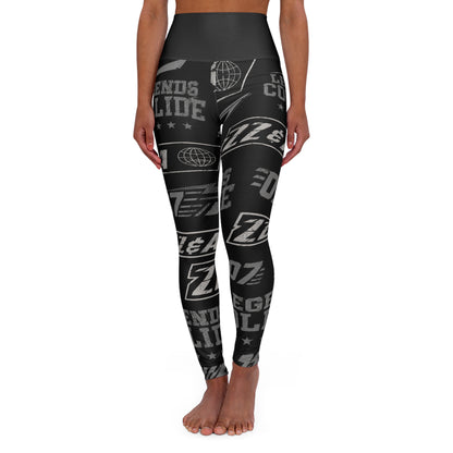 High-Waist Graphic Yoga Leggings — Black Streetwear Logo Print